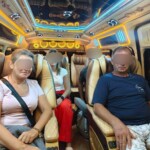 Private taxi interior – passengers during long-distance transfer